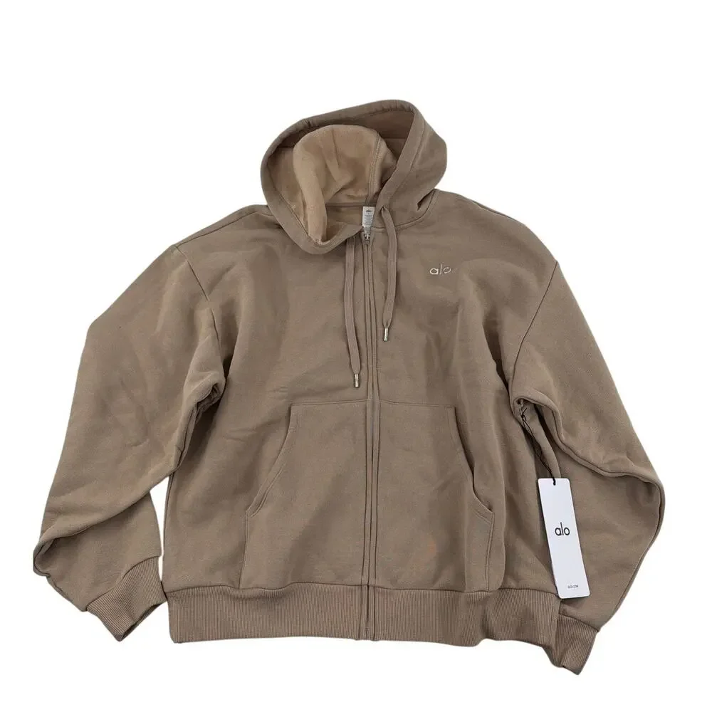 Alo Yoga Accolade Full Zip Hoodie Gravel Size M